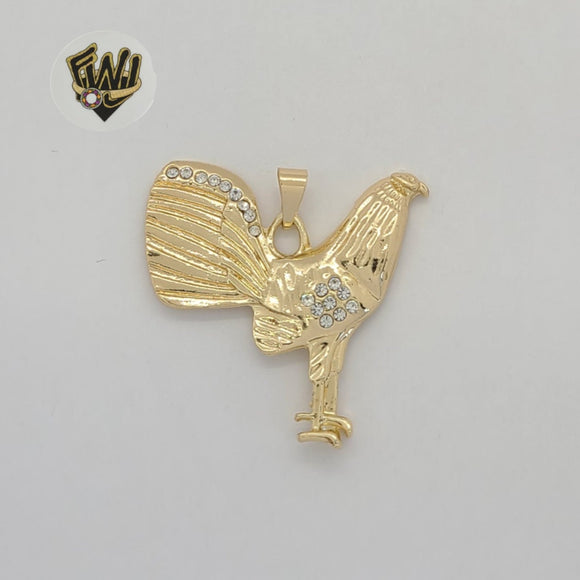 (1-2273-2) Gold Laminate - Rooster Pendants - BGO