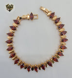 (1-60081) Gold Laminate - 9mm Colorful Zircon Bracelet - 7" - BGO - Fantasy World Jewelry
