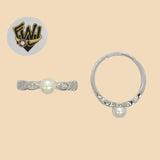 (2-5179) 925 Sterling Silver - Zircon Pearl Ring - Fantasy World Jewelry
