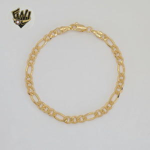 (1-0404) Gold Laminate - 5mm Figaro Link Bracelet - 7.5" - BGF