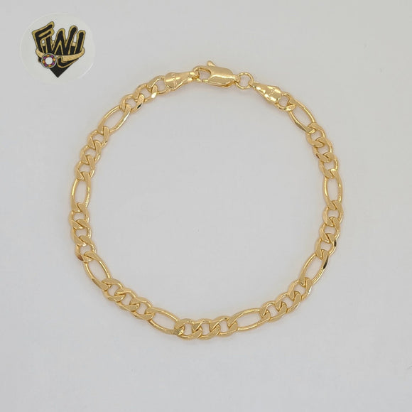(1-0404) Gold Laminate - 5mm Figaro Link Bracelet - 7.5