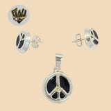 (2-6511) 925 Sterling Silver - Peace Symbol Set. - Fantasy World Jewelry