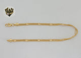 (1-0051) Gold Laminate - 4mm Alternative Triple Link Anklet - 10" - BGF