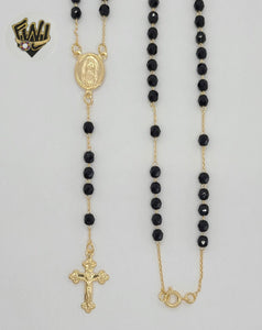 (1-3344) Gold Laminate - 3.5mm Guadalupe Virgin Rosary Necklace - 17.5" - BGO.