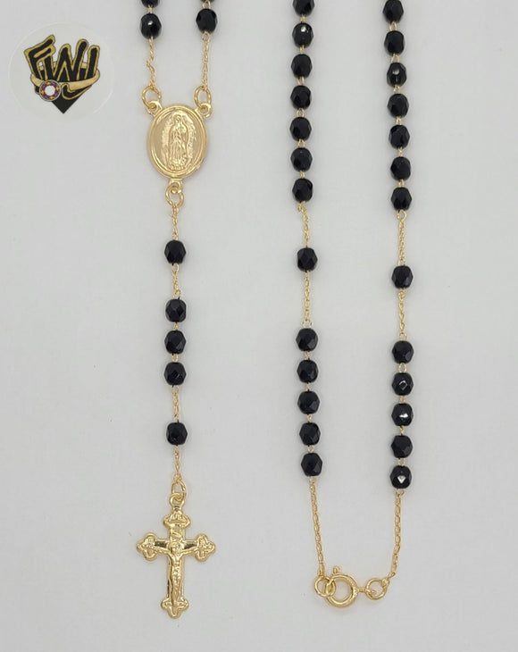 (1-3344) Gold Laminate - 3.5mm Guadalupe Virgin Rosary Necklace - 17.5