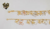 (1-0596) Gold Laminate Bracelet-2mm Link Bracelet w/Charms -7''-BGO - Fantasy World Jewelry