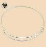 (2-0638) 925 Sterling Silver - 2mm Plain Double Bangle - 2.1/2" - Fantasy World Jewelry