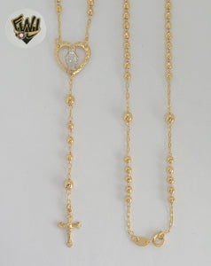 (1-3355) Laminado de oro - Collar del Rosario de la Virgen Milagrosa de 3 mm - 18" - BGF.