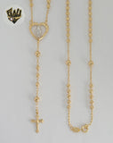 (1-3355) Gold Laminate - 3mm Miraculous Virgin Rosary Necklace - 18" - BGF.