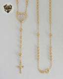 (1-3355) Gold Laminate - 3mm Miraculous Virgin Rosary Necklace - 18" - BGF.