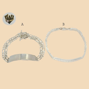 (2-0500) 925 Sterling Silver - Link Plate Bracelet. - Fantasy World Jewelry