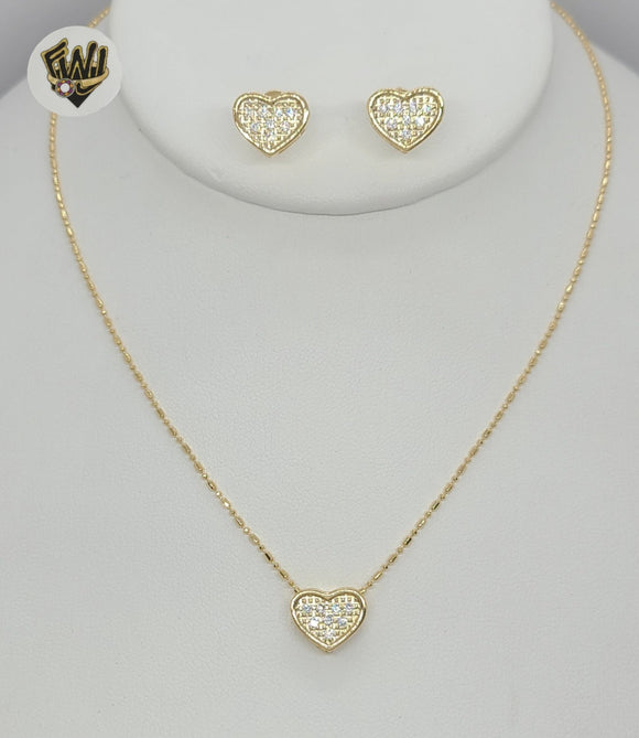 (1-6098) Gold Laminate - Zircon Heart Set - BGF