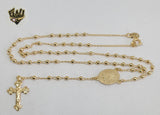 (1-3340) Gold Laminate - 2.5mm Beads Rosary Necklace - 18''- BGF. - Fantasy World Jewelry