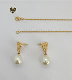 (4-9066) Stainless Steel - 1.5mm Bow Pearl Set- 18". - Fantasy World Jewelry