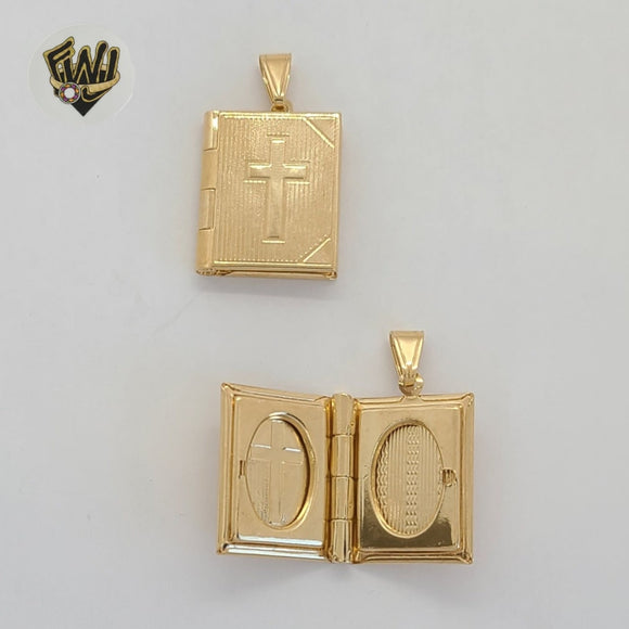 (1-2317-2) Laminado de Oro - Colgantes de la Santa Biblia con medallón abierto - BGF