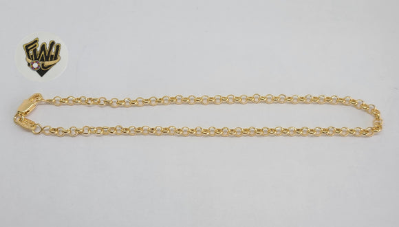 (1-0057) Gold Laminate - 3mm Rolo Link Anklet - 10