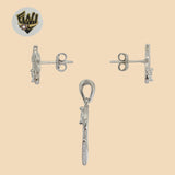 (2-6308) 925 Sterling Silver - Leaf Zircon Set. - Fantasy World Jewelry