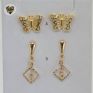 (1-1137) Gold Laminate Earrings - BGF - Fantasy World Jewelry