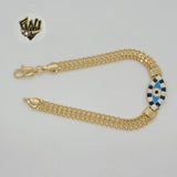 (1-0684) Gold Laminate Bracelet - 6mm Evil Eye Bracelet - 7" - BGF - Fantasy World Jewelry