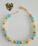 (1-0739) Gold Laminate-6mm Alternative Beads Bracelet- 7.5" -BGF - Fantasy World Jewelry