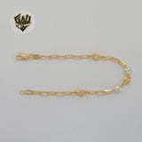 (1-0751) Gold Laminate - 3.5mm Paper Clip Link Heart Bracelet - 7.5" - BGF