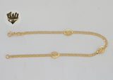 (1-0106) Gold Laminate - 3mm Mariner Link Evil Eye Anklet - 10” - BGF