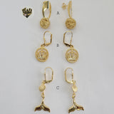 (1-1187) Gold Laminate - Long Earrings - BGF - Fantasy World Jewelry