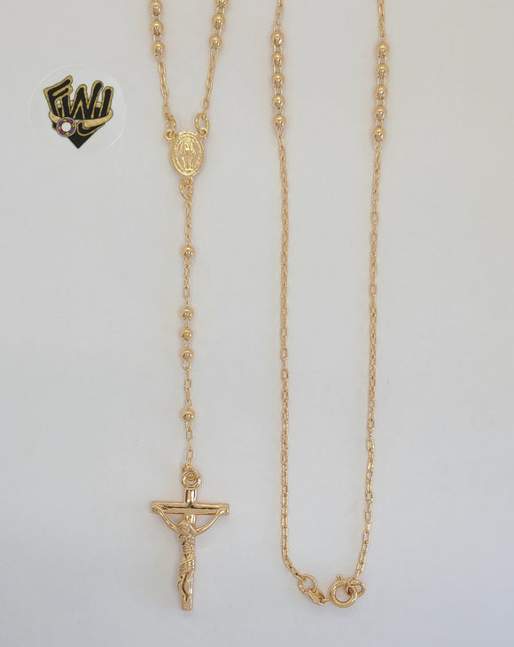 (1-3305) Laminado de oro - Collar del Rosario de la Virgen Milagrosa de 3 mm - 24