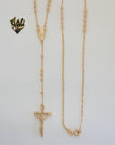 (1-3305) Gold Laminate - 3mm Miraculous Virgin Rosary Necklace - 24" -  BGO.