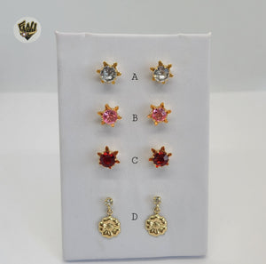 (1-1115) Gold Laminate - Flowers Earrings - BGO - Fantasy World Jewelry