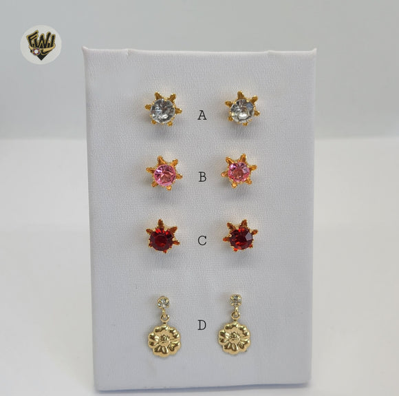 (1-1115) Gold Laminate - Flowers Earrings - BGO - Fantasy World Jewelry