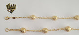 (1-0710)Gold Laminate- Link Bracelet w/ Balls 8" - BGO. - Fantasy World Jewelry