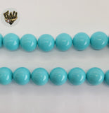 (MBEAD-68) 16mm Blue Turquoise Beads - Round - Fantasy World Jewelry