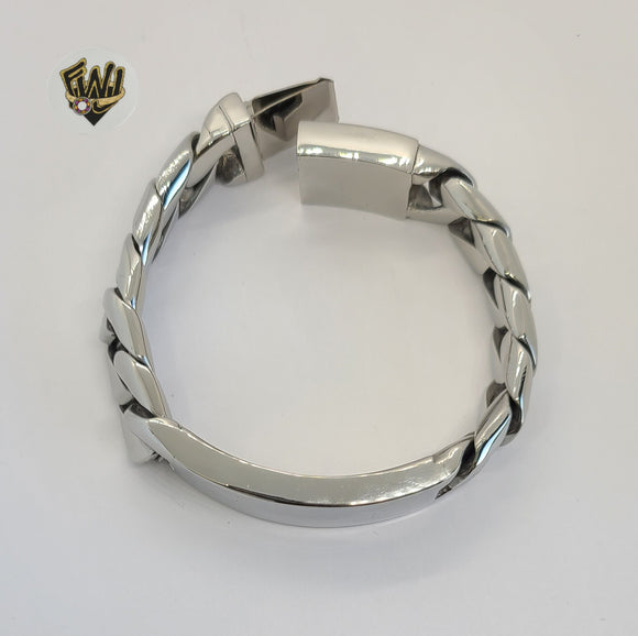 (4-4121) Stainless Steel - 17mm Plate Link Bracelet - 8.5