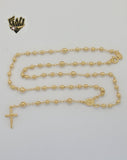 (1-3312-1) Gold Laminate - 3mm Miraculous Virgin Rosary Necklace - 18" - BGF.