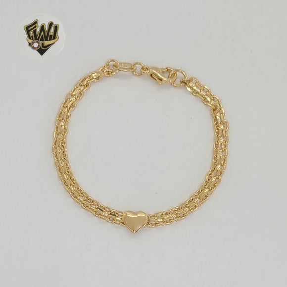 (1-0928) Gold Laminate - 4mm Bismark Link Heart Bracelet - 5.5