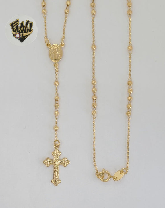 (1-3323-1) Laminado de oro - Collar del Rosario de la Virgen Milagrosa de 1 mm - 18