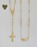 (1-3320) Gold Laminate - 1mm Miraculous Virgin Rosary Necklace - 18" - BGF.