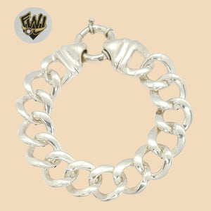 (2-0316) 925 Sterling Silver - 18mm Curb Link Bracelet. - Fantasy World Jewelry
