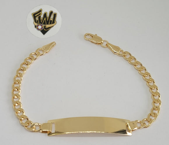 (1-60065) Gold Laminate - 5mm Curb Link Men Bracelet w/Plate - 8