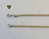 (4-3153) Stainless Steel - 4mm Two Tones Rope Link Chain. - Fantasy World Jewelry