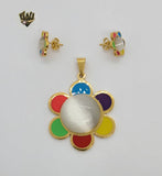 (4-9014) Stainless Steel - Colorful Flower Set. - Fantasy World Jewelry