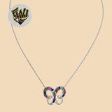 (2-66126) 925 Sterling Silver - 1mm Multicolor Butterfly Necklace - 16" - Fantasy World Jewelry