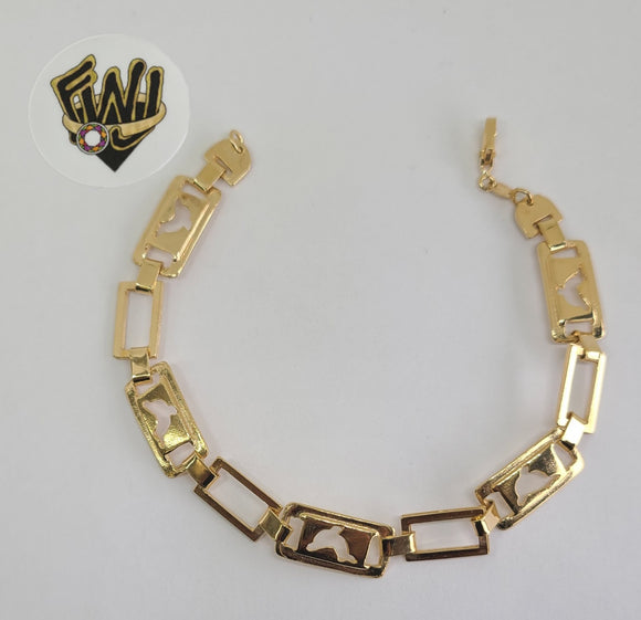 (1-0581) Gold Laminate Bracelet- 9.5mm Alternative Link Bracelet -8''-BGF - Fantasy World Jewelry