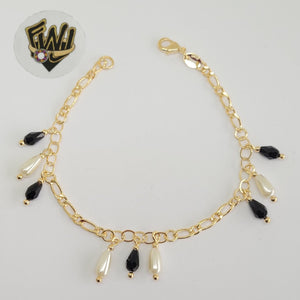 (1-0906) Gold Laminate - 3mm Link w/ Charms Bracelet - 7" - BGO - Fantasy World Jewelry