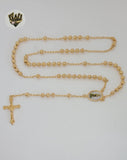 (1-3339) Laminado de oro - Collar Rosario de San Lázaro de 5 mm - 24" - BGO.