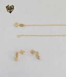 (1-6389) Gold Laminate - Link Zircon and Pearl Set - BGF