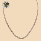 (2-66104) 925 Sterling Silver - 3mm Two Tones Herringbone Chain. - Fantasy World Jewelry