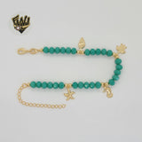 (MBRA-15) Gold Laminate - Stones Bracelet with Charms - BGF