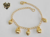 (1-0473) Gold Laminate Bracelet - 1.5mm Link w/ Charms  - 7" - BGO - Fantasy World Jewelry
